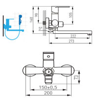 Küchenarmatur Wasserhahn mit Umsteller und Anschluss für Brauseschlauch - Modell ALGEO